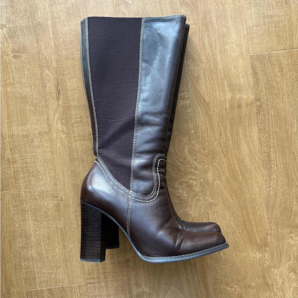 Franco Fortini Women Donna Mid-Calf Heeled Leather Boots, Y2K, Brown, Size 7.5M - Picture 16 of 16